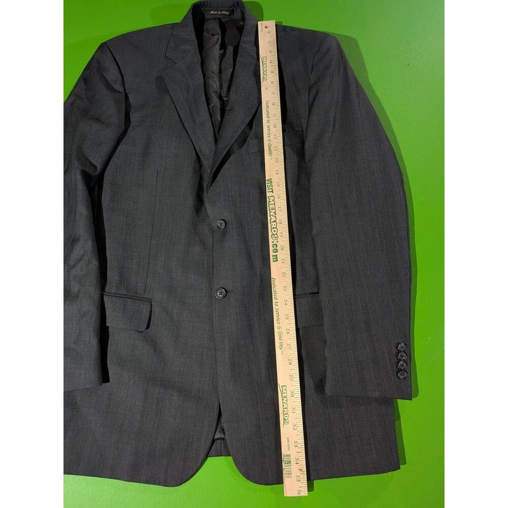 Pronto Uomo Suit Wool Zignone Super 100 Charcoal Gray Pin Striped 42 X Long 2pc
